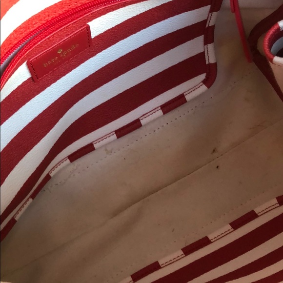 Kate Spade Red and White Striped Tote - Picture 4 of 7